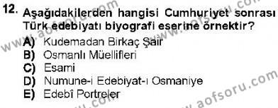 Cumhuriyet Dönemi Türk Nesri Dersi 2012 - 2013 Yılı (Final) Dönem Sonu Sınavı 12. Soru