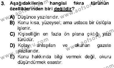 Cumhuriyet Dönemi Türk Nesri Dersi 2012 - 2013 Yılı (Final) Dönem Sonu Sınavı 3. Soru