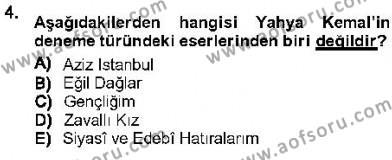 Cumhuriyet Dönemi Türk Nesri Dersi 2012 - 2013 Yılı (Final) Dönem Sonu Sınavı 4. Soru