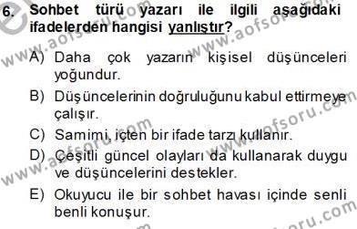 Cumhuriyet Dönemi Türk Nesri Dersi 2013 - 2014 Yılı Tek Ders Sınavı 6. Soru