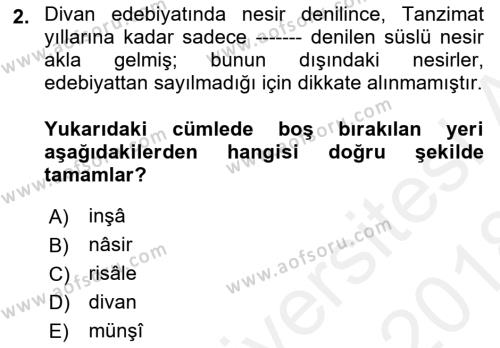 Cumhuriyet Dönemi Türk Nesri Dersi 2017 - 2018 Yılı (Final) Dönem Sonu Sınavı 2. Soru