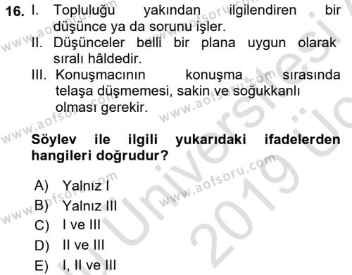 Cumhuriyet Dönemi Türk Nesri Dersi 2018 - 2019 Yılı 3 Ders Sınavı 16. Soru