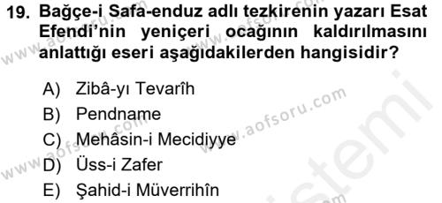 Eski Türk Edebiyatının Kaynaklarından Şair Tezkireleri Dersi 2015 - 2016 Yılı Tek Ders Sınavı 19. Soru