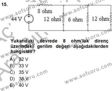 Devre Analizi Dersi 2012 - 2013 Yılı (Vize) Ara Sınavı 15. Soru