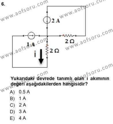 Devre Analizi Dersi 2012 - 2013 Yılı (Vize) Ara Sınavı 6. Soru