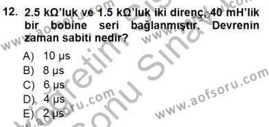 Devre Analizi Dersi 2012 - 2013 Yılı (Final) Dönem Sonu Sınavı 12. Soru