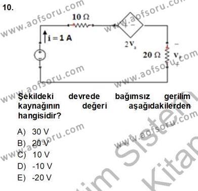 Devre Analizi Dersi 2013 - 2014 Yılı (Vize) Ara Sınavı 10. Soru