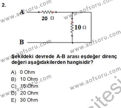 Devre Analizi Dersi 2013 - 2014 Yılı (Final) Dönem Sonu Sınavı 2. Soru