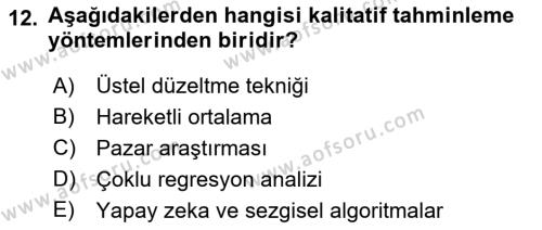 Enerji Yönetimi ve Politikaları Dersi 2018 - 2019 Yılı Yaz Okulu Sınavı 12. Soru