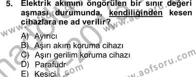 Elektrik Tesisat Planları Dersi 2012 - 2013 Yılı (Vize) Ara Sınavı 5. Soru