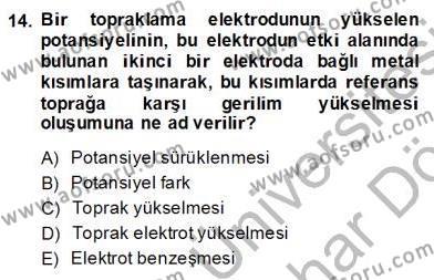 Elektrik Tesisat Planları Dersi 2013 - 2014 Yılı (Final) Dönem Sonu Sınavı 14. Soru