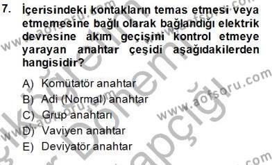 Elektrik Tesisat Planları Dersi 2014 - 2015 Yılı (Vize) Ara Sınavı 7. Soru