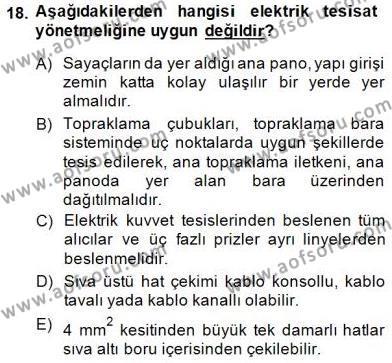 Elektrik Tesisat Planları Dersi 2014 - 2015 Yılı (Final) Dönem Sonu Sınavı 18. Soru