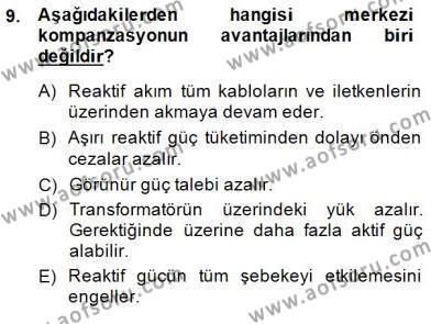 Elektrik Tesisat Planları Dersi 2014 - 2015 Yılı (Final) Dönem Sonu Sınavı 9. Soru