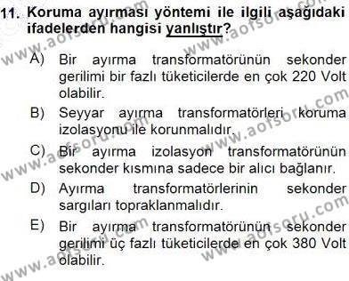 Elektrik Tesisat Planları Dersi 2015 - 2016 Yılı (Final) Dönem Sonu Sınavı 11. Soru