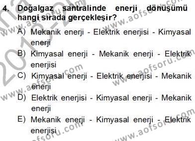 Geleneksel Enerji Kaynakları Dersi 2013 - 2014 Yılı (Vize) Ara Sınavı 4. Soru