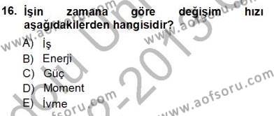 Elektrik Makinaları Dersi 2012 - 2013 Yılı (Vize) Ara Sınavı 16. Soru