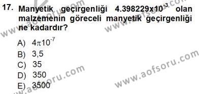 Elektrik Makinaları Dersi 2012 - 2013 Yılı (Vize) Ara Sınavı 17. Soru