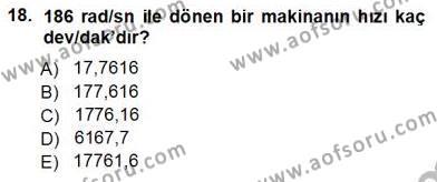 Elektrik Makinaları Dersi 2012 - 2013 Yılı (Vize) Ara Sınavı 18. Soru