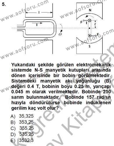 Elektrik Makinaları Dersi 2012 - 2013 Yılı (Vize) Ara Sınavı 5. Soru