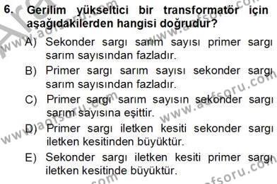 Elektrik Makinaları Dersi 2012 - 2013 Yılı (Vize) Ara Sınavı 6. Soru