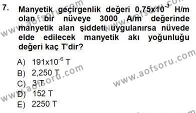 Elektrik Makinaları Dersi 2012 - 2013 Yılı (Vize) Ara Sınavı 7. Soru