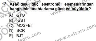 Elektrik Makinaları Dersi 2012 - 2013 Yılı (Final) Dönem Sonu Sınavı 12. Soru