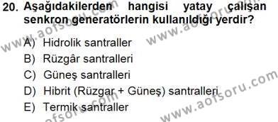 Elektrik Makinaları Dersi 2012 - 2013 Yılı (Final) Dönem Sonu Sınavı 20. Soru