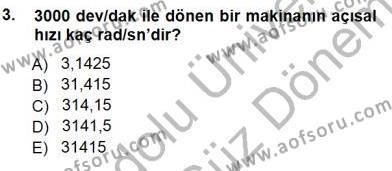Elektrik Makinaları Dersi 2012 - 2013 Yılı (Final) Dönem Sonu Sınavı 3. Soru