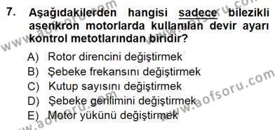 Elektrik Makinaları Dersi 2012 - 2013 Yılı (Final) Dönem Sonu Sınavı 7. Soru