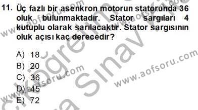 Elektrik Makinaları Dersi 2013 - 2014 Yılı (Vize) Ara Sınavı 11. Soru