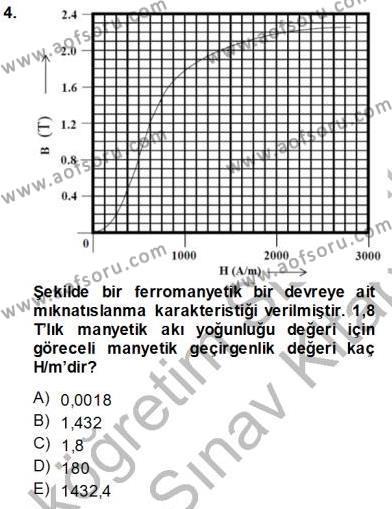 Elektrik Makinaları Dersi 2013 - 2014 Yılı (Vize) Ara Sınavı 4. Soru