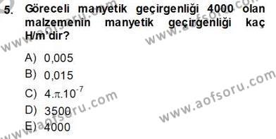 Elektrik Makinaları Dersi 2013 - 2014 Yılı (Vize) Ara Sınavı 5. Soru