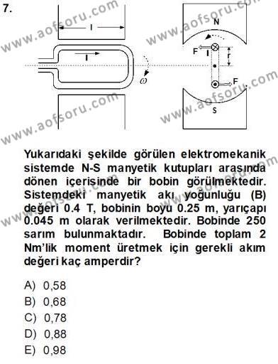 Elektrik Makinaları Dersi 2013 - 2014 Yılı (Vize) Ara Sınavı 7. Soru