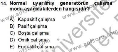 Elektrik Makinaları Dersi 2013 - 2014 Yılı Tek Ders Sınavı 14. Soru