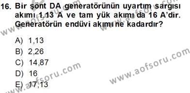 Elektrik Makinaları Dersi 2013 - 2014 Yılı Tek Ders Sınavı 16. Soru