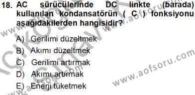 Elektrik Makinaları Dersi 2013 - 2014 Yılı Tek Ders Sınavı 18. Soru