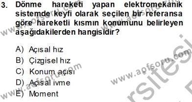 Elektrik Makinaları Dersi 2013 - 2014 Yılı Tek Ders Sınavı 3. Soru