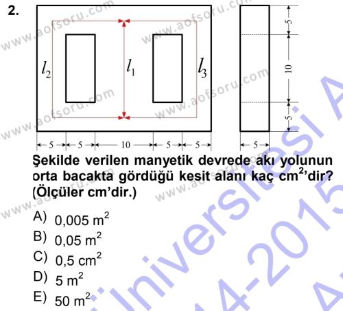 Elektrik Makinaları Dersi 2014 - 2015 Yılı (Vize) Ara Sınavı 2. Soru