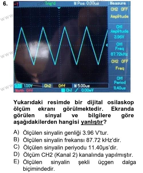 Elektrik Bakım, Arıza Bulma ve Güvenlik Dersi 2012 - 2013 Yılı (Vize) Ara Sınavı 6. Soru