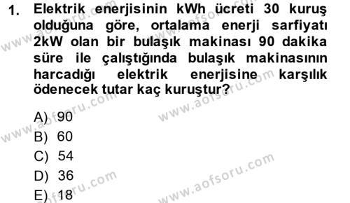 Elektrik Bakım, Arıza Bulma ve Güvenlik Dersi 2013 - 2014 Yılı (Vize) Ara Sınavı 1. Soru