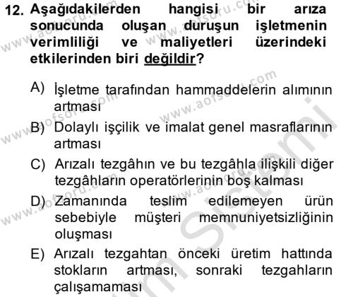 Elektrik Bakım, Arıza Bulma ve Güvenlik Dersi 2013 - 2014 Yılı Tek Ders Sınavı 12. Soru