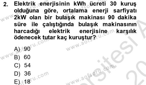 Elektrik Bakım, Arıza Bulma ve Güvenlik Dersi 2013 - 2014 Yılı Tek Ders Sınavı 2. Soru