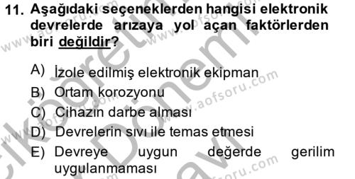 Elektrik Bakım, Arıza Bulma ve Güvenlik Dersi 2014 - 2015 Yılı (Final) Dönem Sonu Sınavı 11. Soru