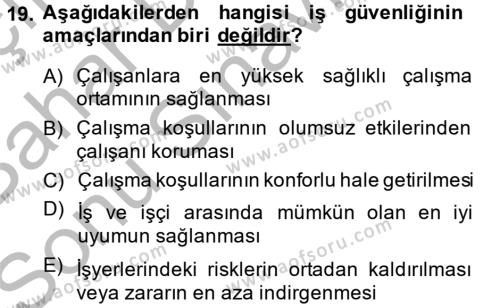 Elektrik Bakım, Arıza Bulma ve Güvenlik Dersi 2014 - 2015 Yılı (Final) Dönem Sonu Sınavı 19. Soru