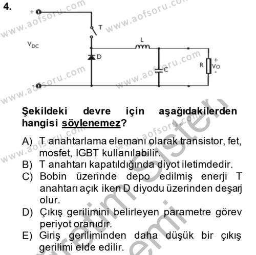 Elektrik Bakım, Arıza Bulma ve Güvenlik Dersi 2014 - 2015 Yılı (Final) Dönem Sonu Sınavı 4. Soru