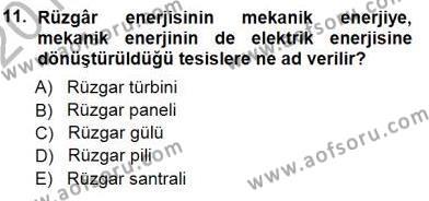 Enerji Analizi Dersi 2012 - 2013 Yılı (Final) Dönem Sonu Sınavı 11. Soru