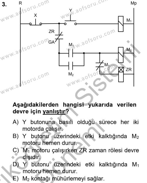 Elektromekanik Kumanda Sistemleri Dersi 2012 - 2013 Yılı (Vize) Ara Sınavı 3. Soru