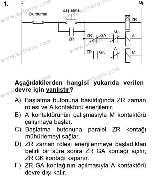 Elektromekanik Kumanda Sistemleri Dersi 2012 - 2013 Yılı (Final) Dönem Sonu Sınavı 1. Soru
