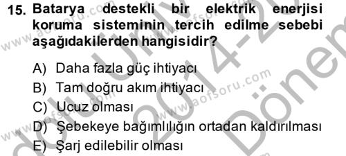 Elektrik Enerjisi İletimi ve Dağıtımı Dersi 2014 - 2015 Yılı (Final) Dönem Sonu Sınavı 15. Soru